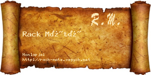 Rack Máté névjegykártya